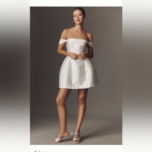 BHLDN Off-Shoulder White Mini Dress